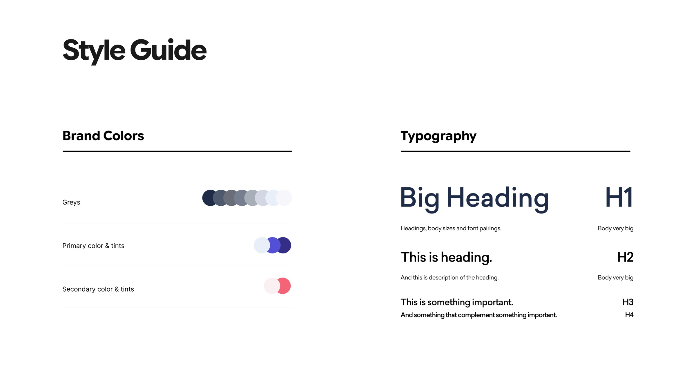 Style Guide — brand colors and typography